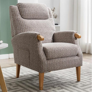 Laurel Fabric 1 Seater Armchair With Oak Legs In Natural - Sofa In Store
