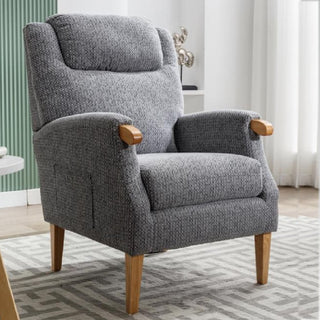 Laurel Fabric 1 Seater Armchair With Oak Legs In Steel Blue - Sofa In Store