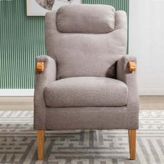 Laurel Fabric 1 Seater Armchair With Oak Legs In Taupe - Sofa In Store