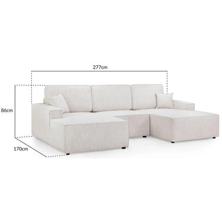 Leonard Fabric U Shaped Corner Sofa In Beige - Sofa In Store