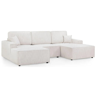 Leonard Fabric U Shaped Corner Sofa In Beige - Sofa In Store