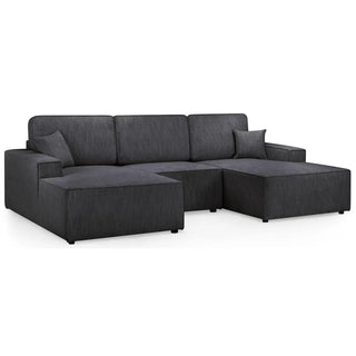 Leonard Fabric U Shaped Corner Sofa In Black - Sofa In Store