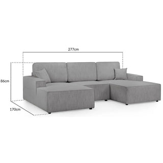 Leonard Fabric U Shaped Corner Sofa In Grey - Sofa In Store