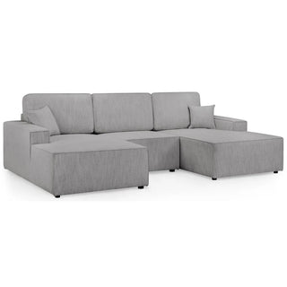 Leonard Fabric U Shaped Corner Sofa In Grey - Sofa In Store