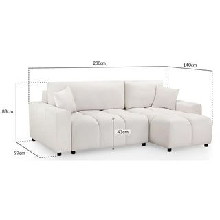 Lufkin Fabric Right Hand Corner Sofa Bed In Beige - Sofa In Store