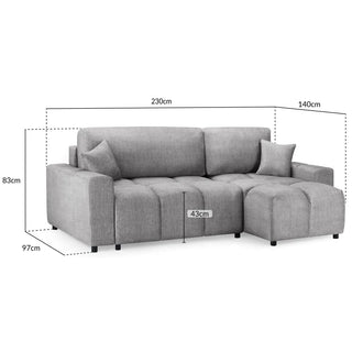 Lufkin Fabric Right Hand Corner Sofa Bed In Grey - Sofa In Store