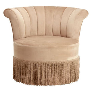Art Deco Cream Velvet Swivel Accent Chair for Bedroom - Sofa In Store