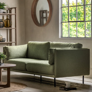 Magnolia Fabric 2 Seater Sofa With Black Legs In Green - Sofa In Store