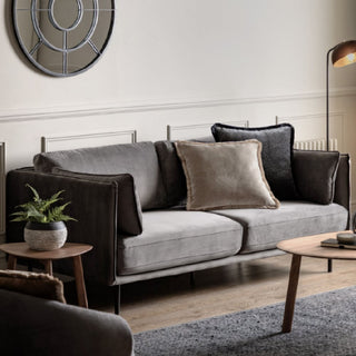 Magnolia Velvet 2 Seater Sofa With Black Legs In Truffle - Sofa In Store