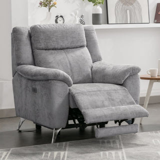 Mankato Fabric Electric Recliner 1 Seater Sofa In Ash - Sofa In Store