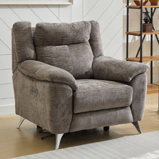 Mankato Fabric Electric Recliner 1 Seater Sofa In Stone - Sofa In Store