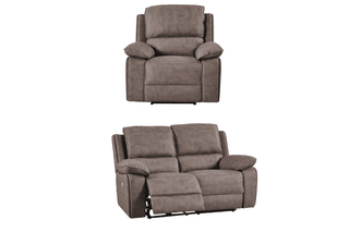 Maple Brown Suede Fabric Electric Recliner 2 Seater Sofa Set - Sofa In Store