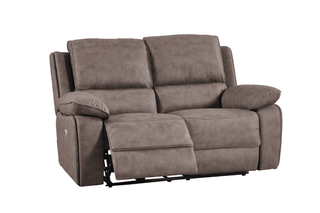 Maple Brown Suede Fabric Electric Recliner 2 Seater Sofa - Sofa In Store