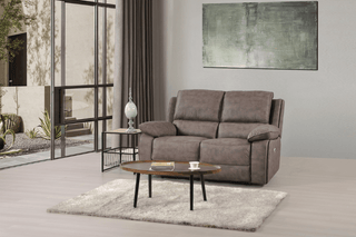Maple Brown Suede Fabric Electric Recliner 2 Seater Sofa - Sofa In Store