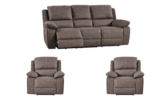 Maple Brown Suede Fabric Electric Recliner 3+1+1 Seater Sofa Set - Sofa In Store