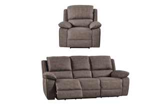 Maple Brown Suede Fabric Electric Recliner 3+1 Seater Sofa Set - Sofa In Store