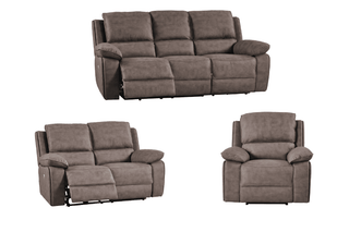 Maple Brown Suede Fabric Electric Recliner 3 Seater Sofa Set - Sofa In Store