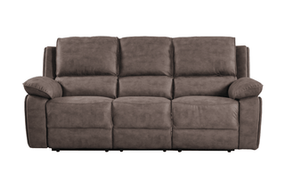 Maple Brown Suede Fabric Electric Recliner 3 Seater Sofa Set - Sofa In Store