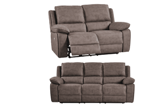Maple Brown Suede Fabric Electric Recliner 3+2 Seater Sofa Set - Sofa In Store