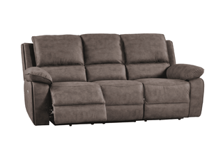 Maple Brown Suede Fabric 3+3 Seater Electric Recliner Sofa Set - Sofa In Store