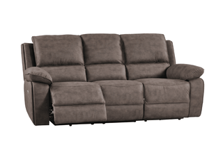Maple Brown Suede Fabric Electric Recliner 3 Seater Sofa - Sofa In Store
