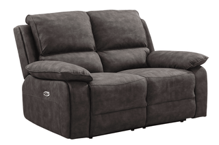Maple Grey Suede Fabric Electric Recliner 2 Seater Sofa - Sofa In Store