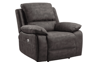 Maple Grey Suede Fabric Electric Recliner Armchair – 1 Seater - Sofa In Store