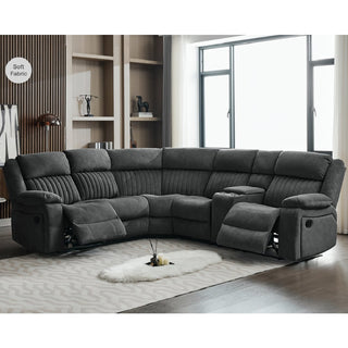 Martinez Iron Fabric Recliner Corner Sofa Suite – L-Shaped Manual Recliner with Deep Cushioning - Sofa In Store