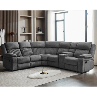 Martinez Fabric Recliner Corner Sofa Suite In Slate Grey - Sofa In Store