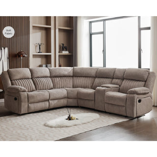 Martinez Fabric Recliner Corner Sofa Suite In Taupe - Sofa In Store