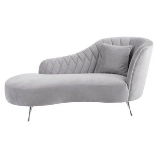 Minelauva Grey Velvet Right Arm Lounge Chaise Sofa with Geometric Tufting - Sofa In Store