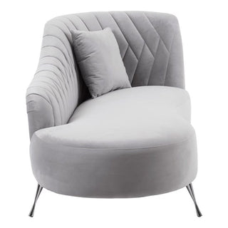 Minelauva Grey Velvet Right Arm Lounge Chaise Sofa with Geometric Tufting - Sofa In Store