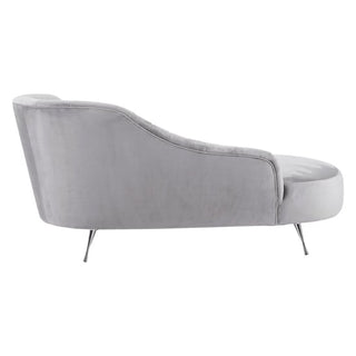 Minelauva Grey Velvet Right Arm Lounge Chaise Sofa with Geometric Tufting - Sofa In Store