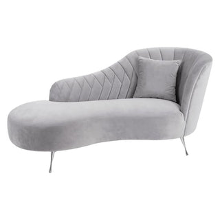 Minelauva Grey Velvet Right Arm Lounge Chaise Sofa with Geometric Tufting - Sofa In Store