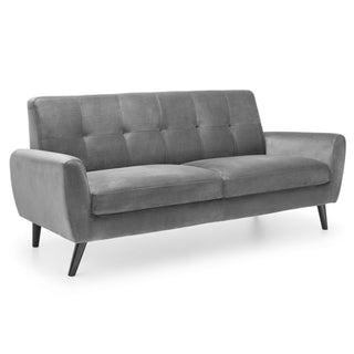 Macia Grey Velvet 2 Seater Sofa with Black Legs Retro Scandinavian Style - Sofa In Store