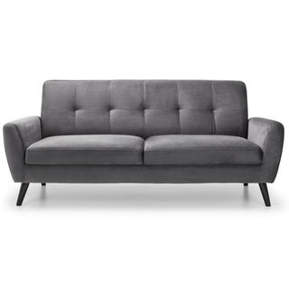 Macia Grey Velvet 2 Seater Sofa with Black Legs Retro Scandinavian Style - Sofa In Store