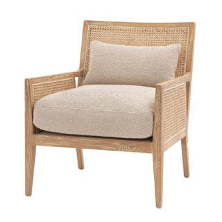 Naperville Natural Rattan Armchair with Plush Cushion for Living Room or Reading Nook - Sofa In Store