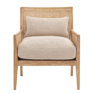 Naperville Natural Rattan Armchair with Plush Cushion for Living Room or Reading Nook - Sofa In Store