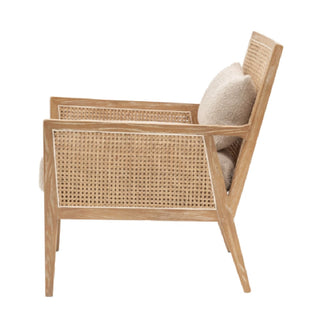 Naperville Natural Rattan Armchair with Plush Cushion for Living Room or Reading Nook - Sofa In Store