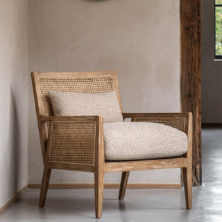 Naperville Natural Rattan Armchair with Plush Cushion for Living Room or Reading Nook - Sofa In Store