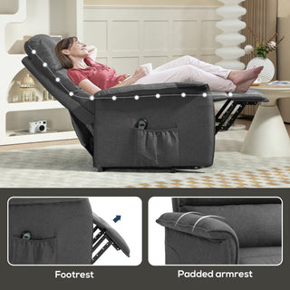 HOMCOM Electric Riser Recline Armchair, with Footrest - Dark Grey - Sofa In Store