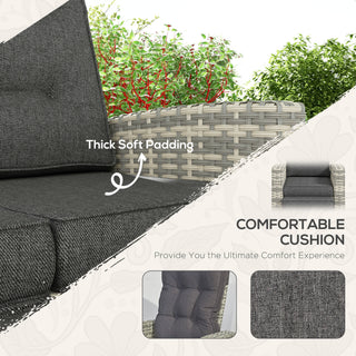 Outsunny 4 Piece Rattan Garden Furniture Set Outdoor Sofa Sectional Set with Glass Top Table for Poolside, Light Grey - Sofa In Store