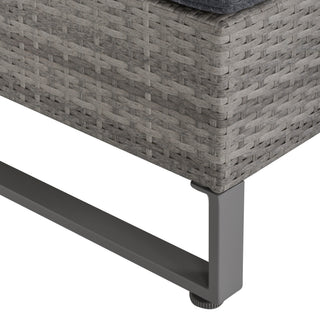 Outsunny 4 Pieces Rattan Garden Furniture Set, 4 Seater Garden Sofa Set with Storage Box, Loveseats and Glass Top Table, Wicker Outdoor Conservatory Furniture with Cushions for Outdoor, Patio, Grey - Sofa In Store