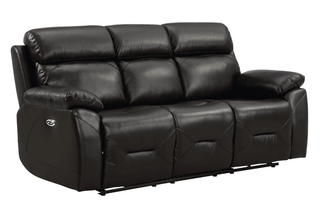 Renato 3 Seater Genuine Leather Black Electric Recliner Sofa - Sofa In Store
