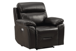 Renato 1 Seater Genuine Leather Black Electric Power Recliner - Sofa In Store