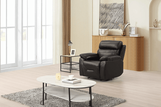 Renato 1 Seater Genuine Leather Black Electric Power Recliner - Sofa In Store