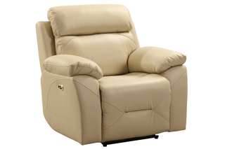 Renato Armchair - Genuine Leather Cream Electric Recliner - Sofa In Store