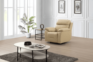 Renato Armchair - Genuine Leather Cream Electric Recliner - Sofa In Store