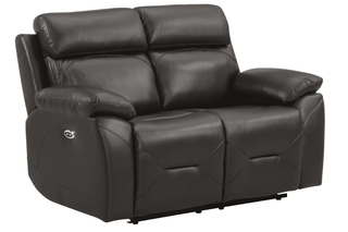 Renato 2 Seater Genuine Leather Grey Electric Power Recliner - Sofa In Store