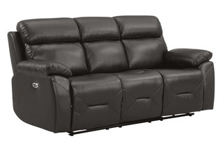 Renato 3 Seater Genuine Leather Grey Electric Power Recliner - Sofa In Store